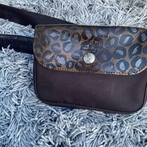 RARE Longchamp Le Pliage Waist Belt Bag‎ Fannypack Brown  Leather Unisex